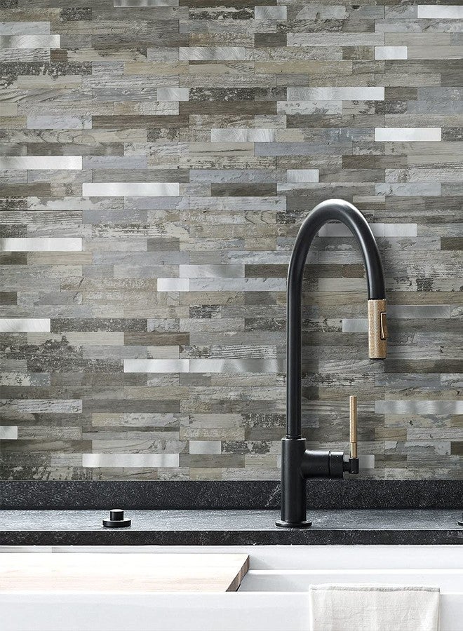 DICOFUN 10-Sheet Peel and Stick Backsplash Wall Tile, PVC Kitchen Backsplash Peel and Stick in Distressed Wood, 9.4 sq.ft - Image 4