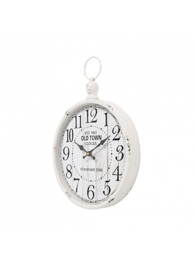 Menterry Retro Round Wall Clock. White Vintage Antique Style. Battery Operated Silent Wall Clocks for Farmhouse,Bathroom,Kitchen,Bedroom,Office, (11.8" H x 9.3" W) - Image 3