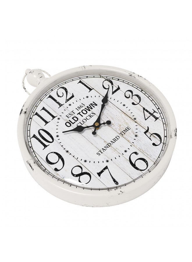 Menterry Retro Round Wall Clock. White Vintage Antique Style. Battery Operated Silent Wall Clocks for Farmhouse,Bathroom,Kitchen,Bedroom,Office, (11.8" H x 9.3" W) - Image 4