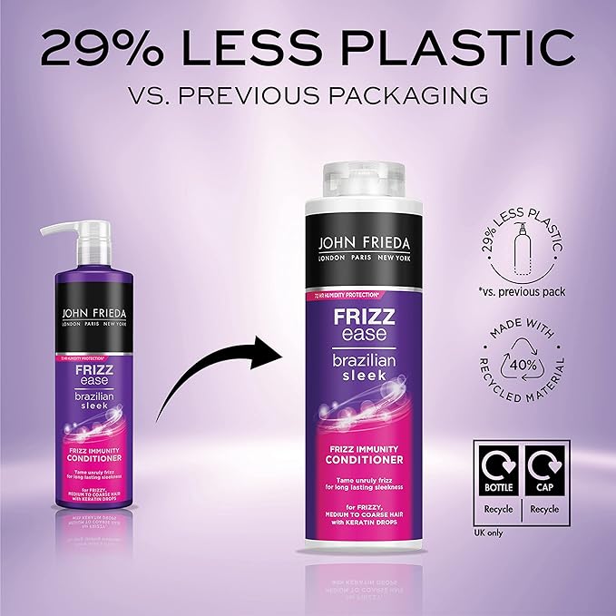 John Frieda بلسم جون فريدا فريز إيز البرازيلي لمناعة التجاعيد 500 مل بلسم غني للشعر المجعد الخشن - Image 2