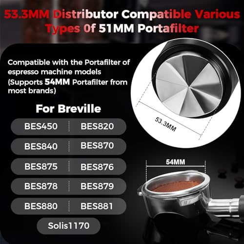 IKAPE 533MM Newly Upgrade Espresso Coffee Distributor Coffee DualBearing HighSpeed Distribution Tools Adaptive Height Coffee Tamper Leveler for 54mm Portafilters - Image 3