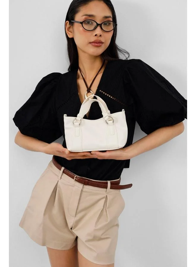 Shule Bags  Jardin Ring-Detail Handbag and Crossbody Bag Cream. for Women | Best Price UAE