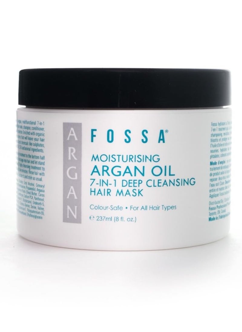 FOSSA Fossa Hair Mask Moisturizing Argan Oil 7-in-1 Deep Cleansing| Hair Treatment, Shampoo, Conditioner, Detangler, Shine Enhancer, Frizz Reducer for All Hair Types, Colour Safe | 237ml, 8 fl. oz.  - Image 1