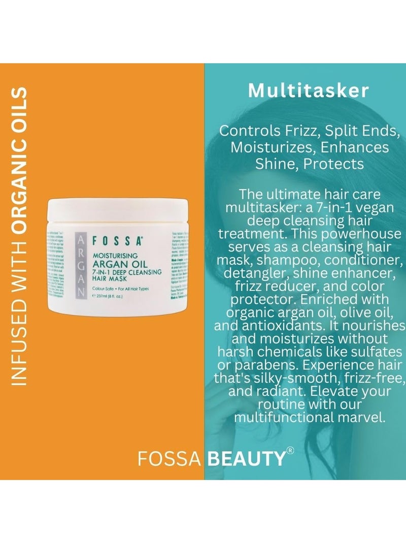 FOSSA Fossa Hair Mask Moisturizing Argan Oil 7-in-1 Deep Cleansing| Hair Treatment, Shampoo, Conditioner, Detangler, Shine Enhancer, Frizz Reducer for All Hair Types, Colour Safe | 237ml, 8 fl. oz.  - Image 2