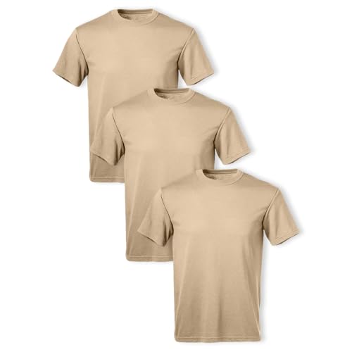 Soffe Mens 3 Pack - USA Poly/Cotton Military Tee, Sand, Small - Image 1