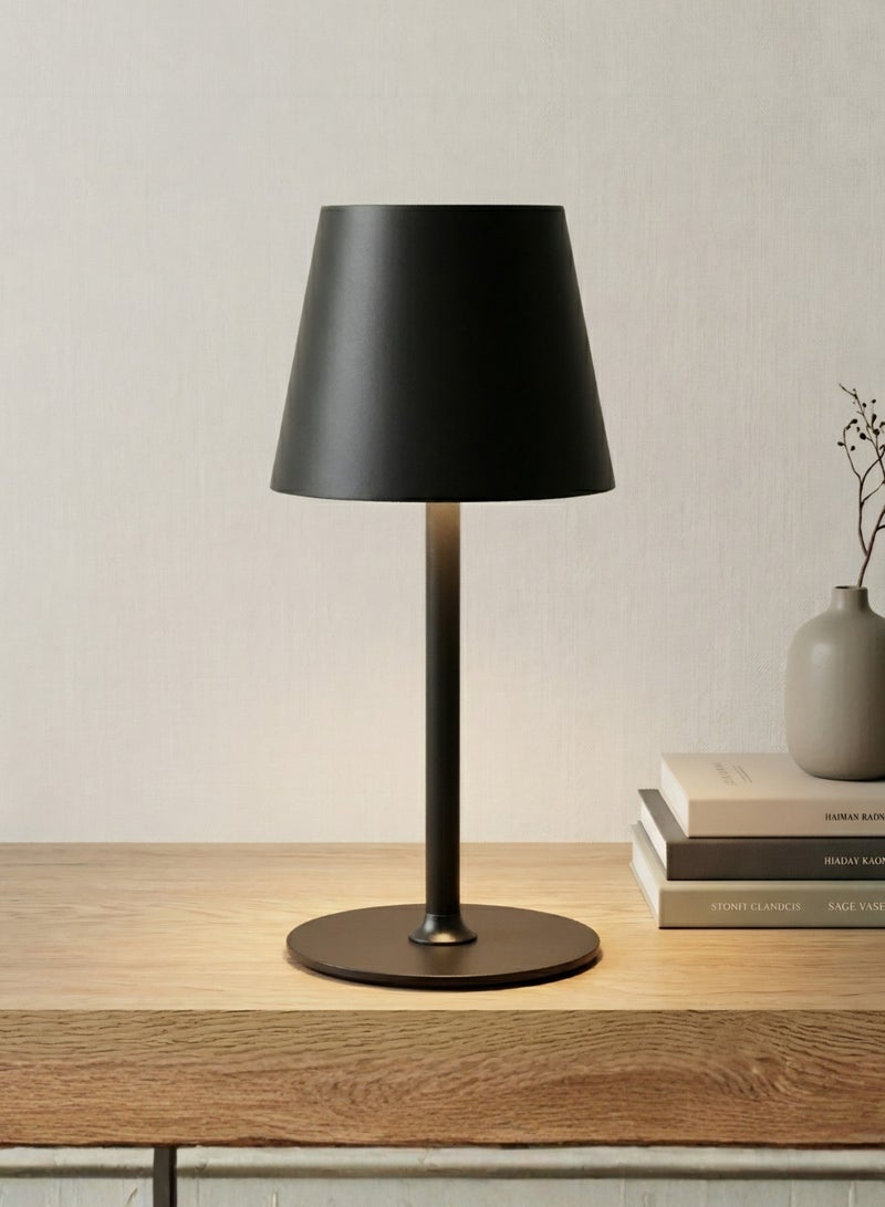 Minimalistic Metal Table Lamp | Black | Touch Control | Rechargeable - Image 1