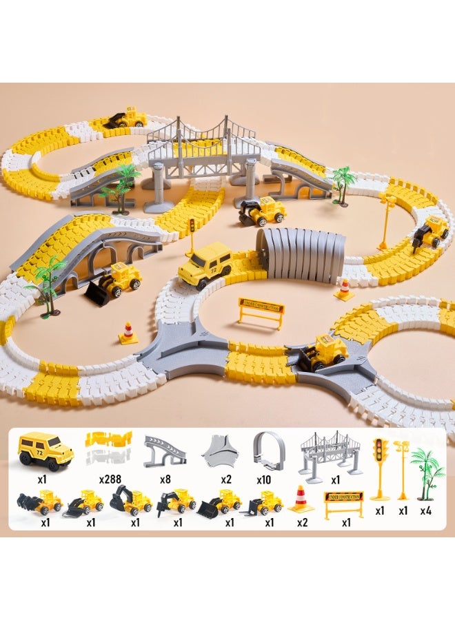 هالامودو 325PCS البناء مسارات سباق للأطفال الألعاب，متغير DIY بناء مسار الهندسة المركبة ，الأطفال الكهربائية لعبة التعليمية مجموعة ，السكك الحديدية لعبة الهندسة لعبة السيارة مجموعة ，تدريب الأطفال التفكير الإبداع اليد على وتطوير الدماغ متعة ذكية تحدي مسار سباق ，هداية إبداعية للفتيان والبنات - Image 3