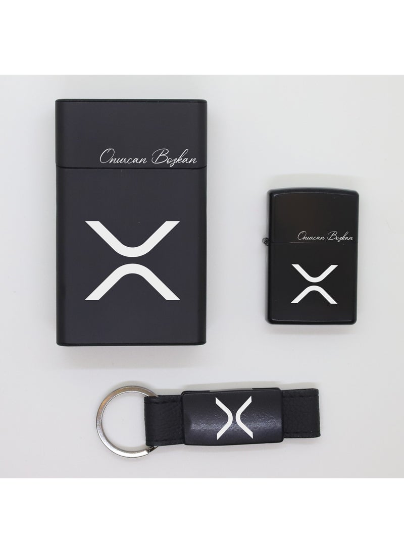 Ada Lazer - Personalized Ripple (Xrp) Metal Cigarette Box, Zippo Lighter and Keychain Set - Image 1