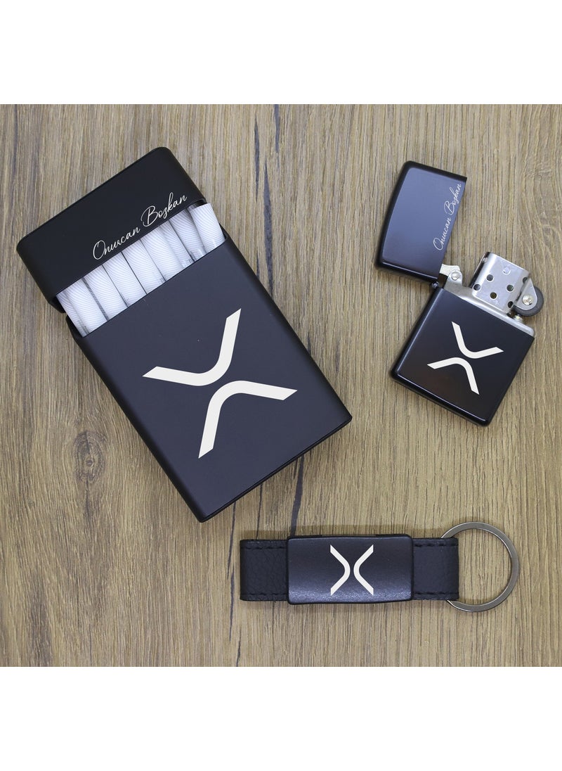 Ada Lazer - Personalized Ripple (Xrp) Metal Cigarette Box, Zippo Lighter and Keychain Set - Image 1