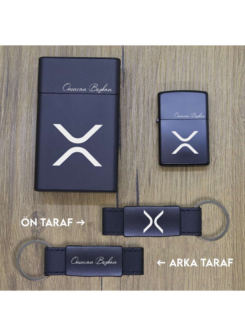 Ada Lazer - Personalized Ripple (Xrp) Metal Cigarette Box, Zippo Lighter and Keychain Set - Image 1
