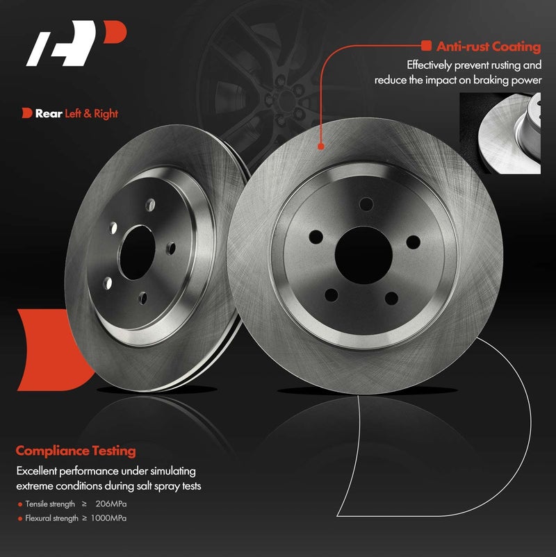 A-Premium 12.44 inch (316mm) Rear Vented Disc Brake Rotors Compatible with Select Ford and Mercury Models - Freestar, Monterey, 2004-2007, 3.9L, 4.2L, 2-PC Set - Image 2