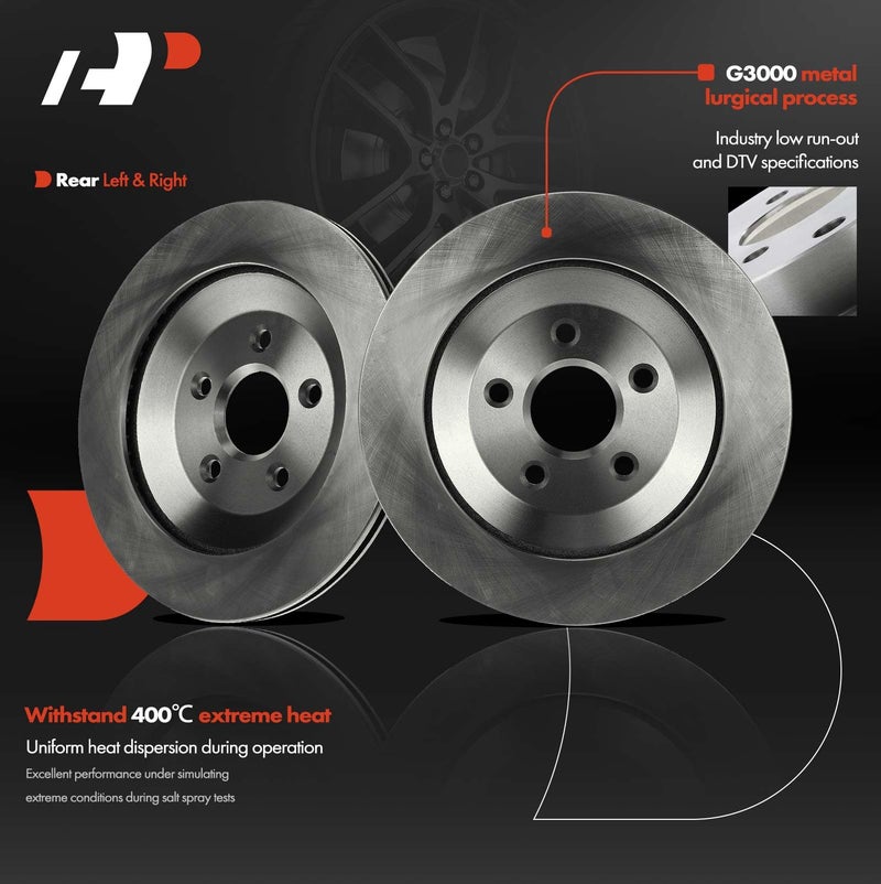 A-Premium 12.44 inch (316mm) Rear Vented Disc Brake Rotors Compatible with Select Ford and Mercury Models - Freestar, Monterey, 2004-2007, 3.9L, 4.2L, 2-PC Set - Image 3