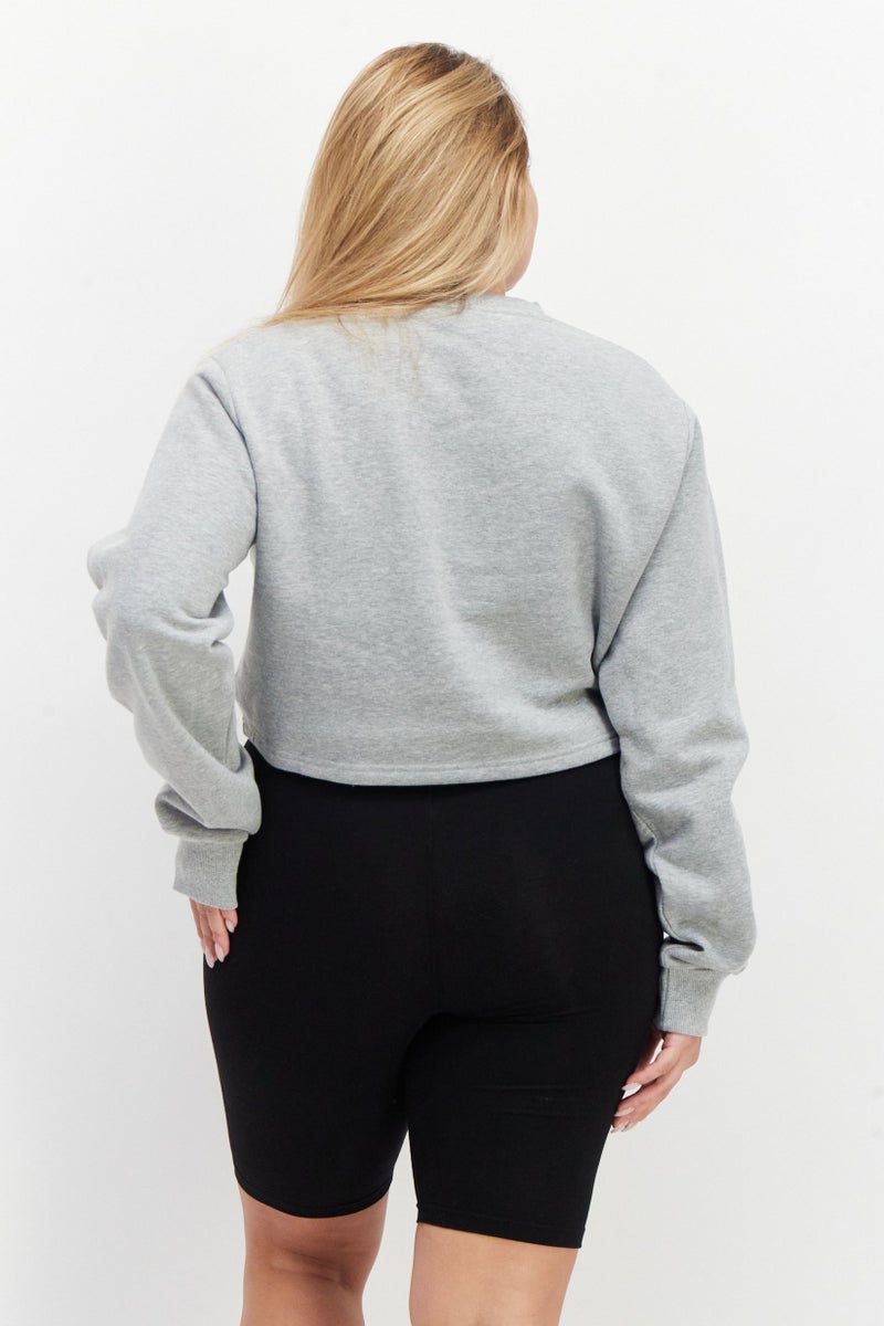 Ellesse Women 2 Pcs Sportswear Fit Long Sleeves Outdoor Top And Shorts, Grey - Image 2