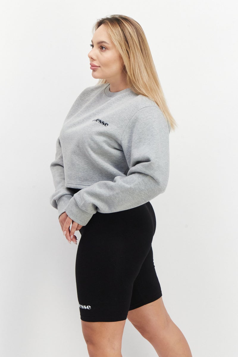 Ellesse Women 2 Pcs Sportswear Fit Long Sleeves Outdoor Top And Shorts, Grey - Image 3