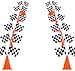 YOELVN 6 Pack 7inch Orange Race Cones with Holes on Top12 Pack Checkered FlagsRacing Car Birthday Party DecorationsTwo Fast CenterpiecesRace Cars Themed Party Supplies - Image 3