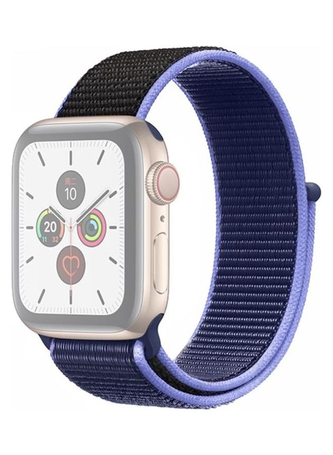 NIBEMINENT Watchband For Apple Watch Series 7 6 & SE 5 4 3 2 1 Black/Blue - Image 1
