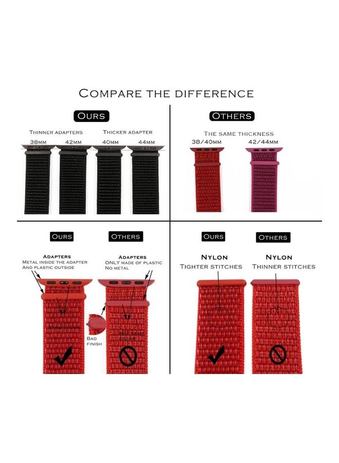 NIBEMINENT Watchband For Apple Watch Series 7 6 & SE 5 4 3 2 1 Black/Blue - Image 5