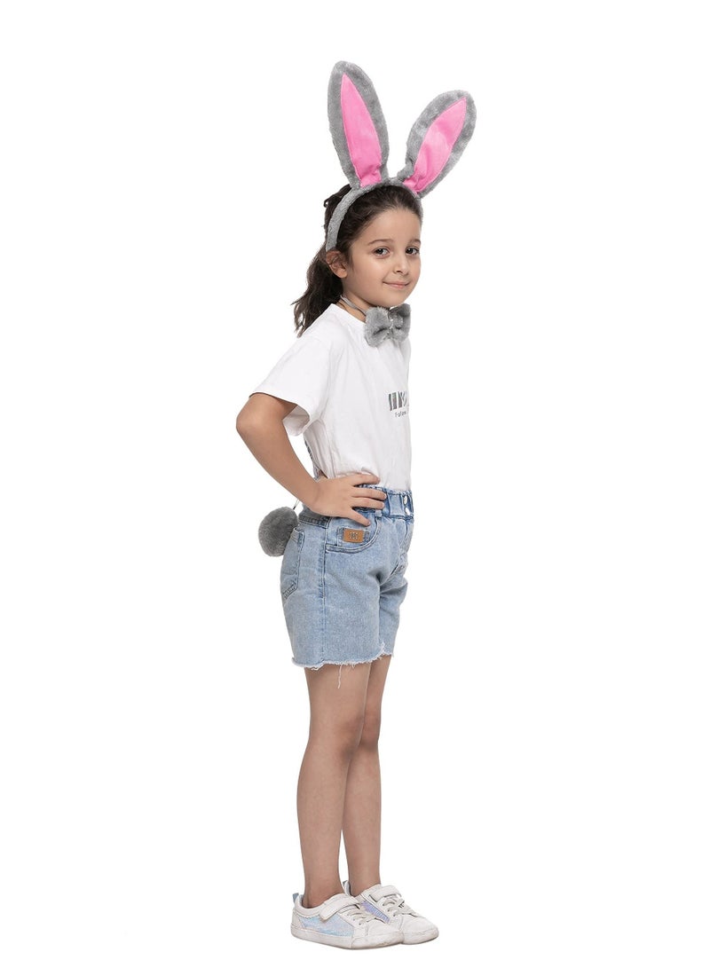 إسكدنيا Bunny Ears Headband, 3 Pcs Accessories Set Including Rabbit Bow Tie and Tail for Cosplay Party Dress Up - Image 2