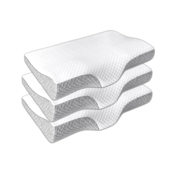 MASHUR FAB Memory-Foam-Pillow-Orthopedic-Pillow-for-Neck-Pain-Cervical-Contour-Memory-Foam-Pillow-Orthopedic-Pillow-for-Neck-Pain-Grey-Combo (3) - Image 1