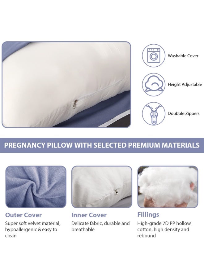 VTERLY Pregnancy Pillows, 180cm Long Maternity Pillows with Removable Bean Velvet Cover, U-Shape Full Body Pillow, Pregnancy Pillows for Sleeping, Body Pillows for Adults, Maternity Pillow - Image 3