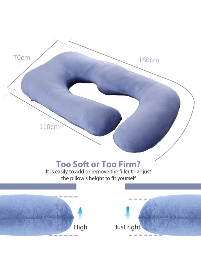 VTERLY Pregnancy Pillows, 180cm Long Maternity Pillows with Removable Bean Velvet Cover, U-Shape Full Body Pillow, Pregnancy Pillows for Sleeping, Body Pillows for Adults, Maternity Pillow - Image 2