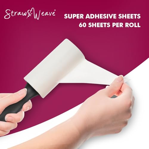 STRAW&WEAVE Lint Roller for Clothes | Pet Hair Roller | 1 Handle, 180 Sheets with Dust Cover | Lint Remover for Pet Hair and Woolen Clothes - Image 5