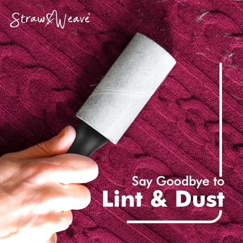 STRAW&WEAVE Lint Roller for Clothes | Pet Hair Roller | 1 Handle, 180 Sheets with Dust Cover | Lint Remover for Pet Hair and Woolen Clothes - Image 2