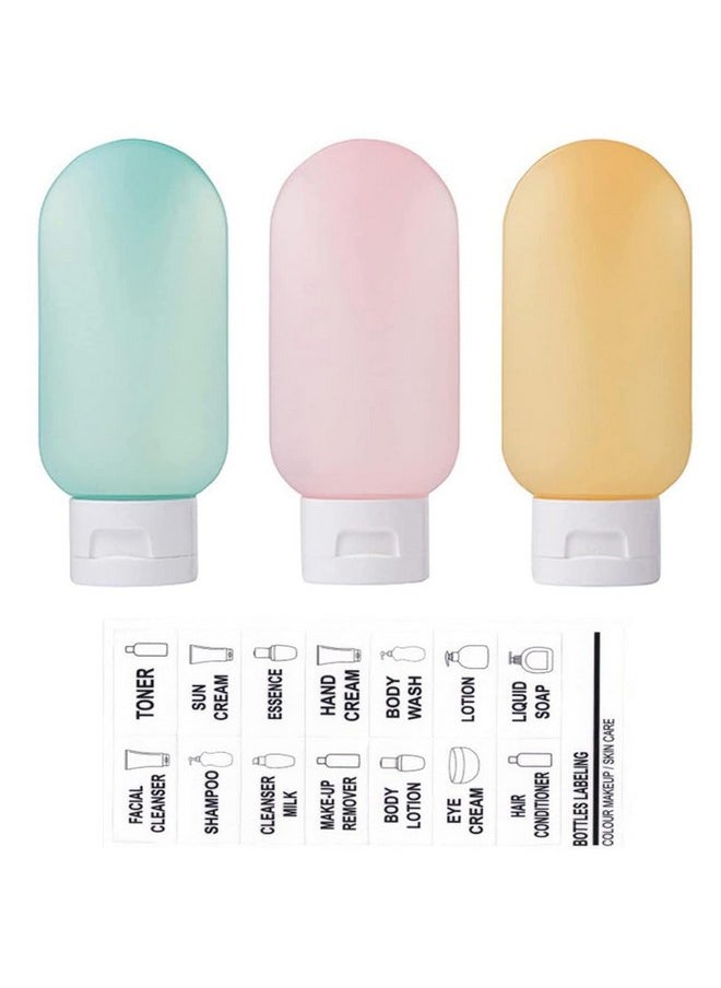 INOVERA (LABEL) - INOVERA (LABEL) 3 Pcs Travel Toiletries Refillable Shampoo Body Lotion Squeeze Bottles Kit 60Ml (Multicolor) - Image 1