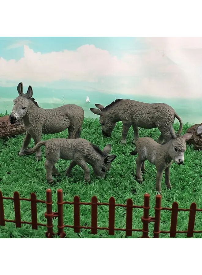 Lifelike Donkey Figurine Educational PVC Toy Set Of 4 Pcs Multicolor - Image 5