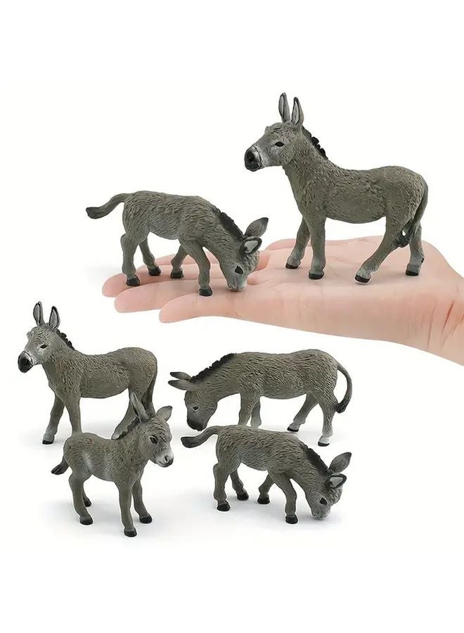 Lifelike Donkey Figurine Educational PVC Toy Set Of 4 Pcs Multicolor - Image 4
