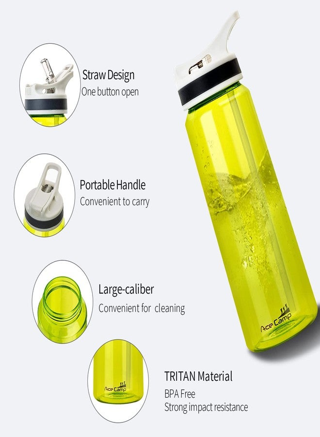 AceCamp 28Oz Straw Water Bottle Adult, Tritan Plastic BPA Free Large-Capacity Sports Fitness Bottle with handle Leak-Proof Durable Green - Image 2