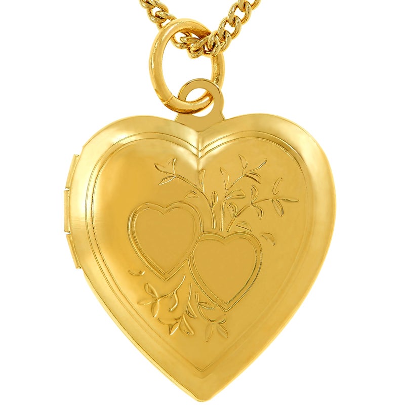 LIFETIME JEWELRY Two Hearts Photo Locket for Women - 20X More Real 24k Gold Plating Than Other Heart Locket Necklaces That Hold Pictures (Yellow Gold Pendant with 18" Chain) - Image 1