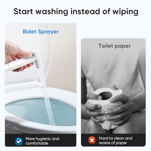 Arofa Bright White Bidet Sprayer for Toilet, Handheld Jet Sprayer Adjustable Water Pressure Muslim Shower with Bidet Hose, Bidets Faucet for Existing Toilets Cloth Diaper Spray for Baby/Feminine Wash - Image 2