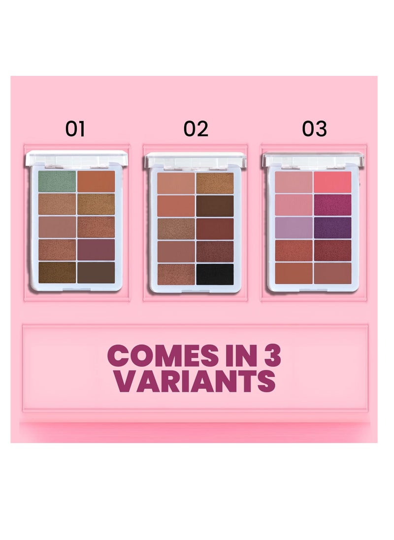 MARS Shimmer and Matte Eyeshadow Palette   10 Highly Pigmented and Blendable Shades  10.0 gm   SHADE 02 Multicolor