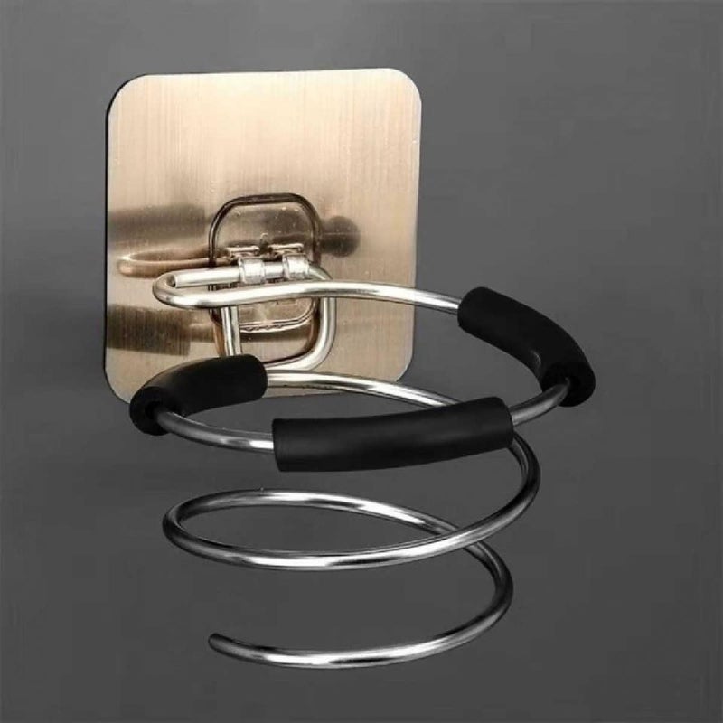 OLWICK ® Alloy Steel Self Adhesive Hair Dryer Holder, Punch-Free Hair Dryer Stand For Bathroom Hotel Living Room Barbershop, Pack Of 1 (Silver) - Image 3
