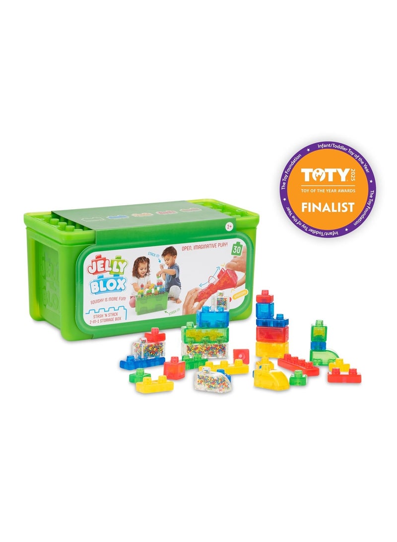 Jelly Blox Stash ’N Stack 2‑in‑1 Storage Case with 30 Soft Blocks – Sensory Building Toy for Toddlers & Preschoolers,  for Boys and Girls Ages 2+ - Image 2