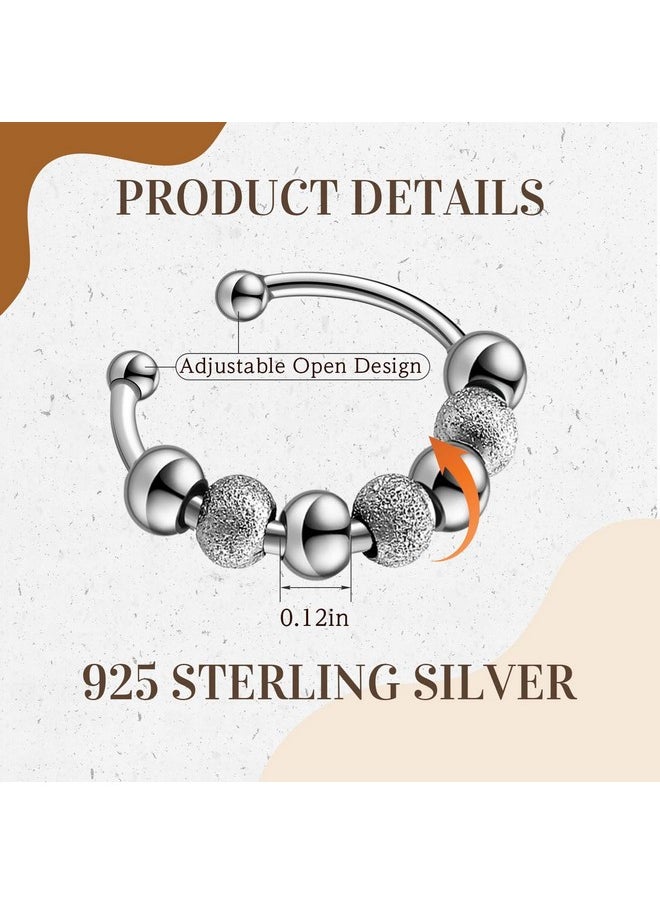 Yinkin - 30 Pcs Anxiety Fidget Ring For Women Stainless Steel Adjustable Spinner Ring With Beads For Kids Girls Men Adults Teens Stress Relief (Silver) - Image 1