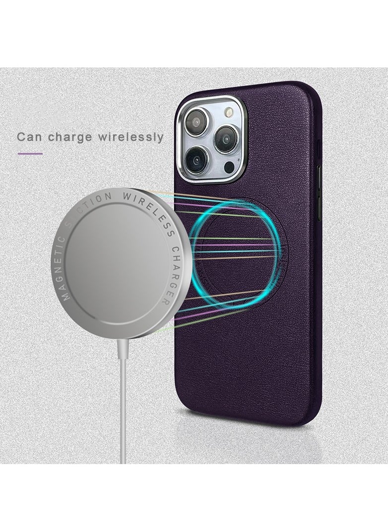 Color Fans - Case for iPhone 15 Pro Max Fashion Leather Magnetic Cover Purple - Image 1