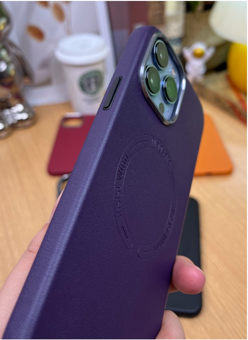 Color Fans - Case for iPhone 15 Pro Max Fashion Leather Magnetic Cover Purple - Image 1