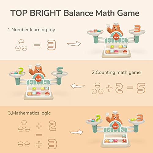 TOP BRIGHT لعبة الرياضيات المتوازنة من توب برايت للأطفال ألعاب STEM للفتيات والفتيان بعمر 3 سنوات هدايا ألعاب العد التعليمية لرياض الأطفال ومرحلة ما قبل المدرسة للأعمار 3 4 5 - Image 5