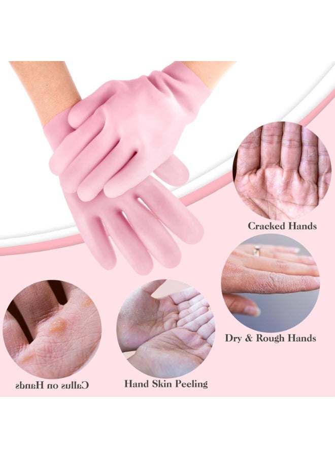 2 Pairs Silicone Moisturizing Gloves Spa Gel Hydrating Gloves Women's Hand Care Gloves, Anti Slip Aloe Lotion Gloves for Repairing Dry Hand, Calluses, Cracked Heels and Softening Rough Skin - Image 4