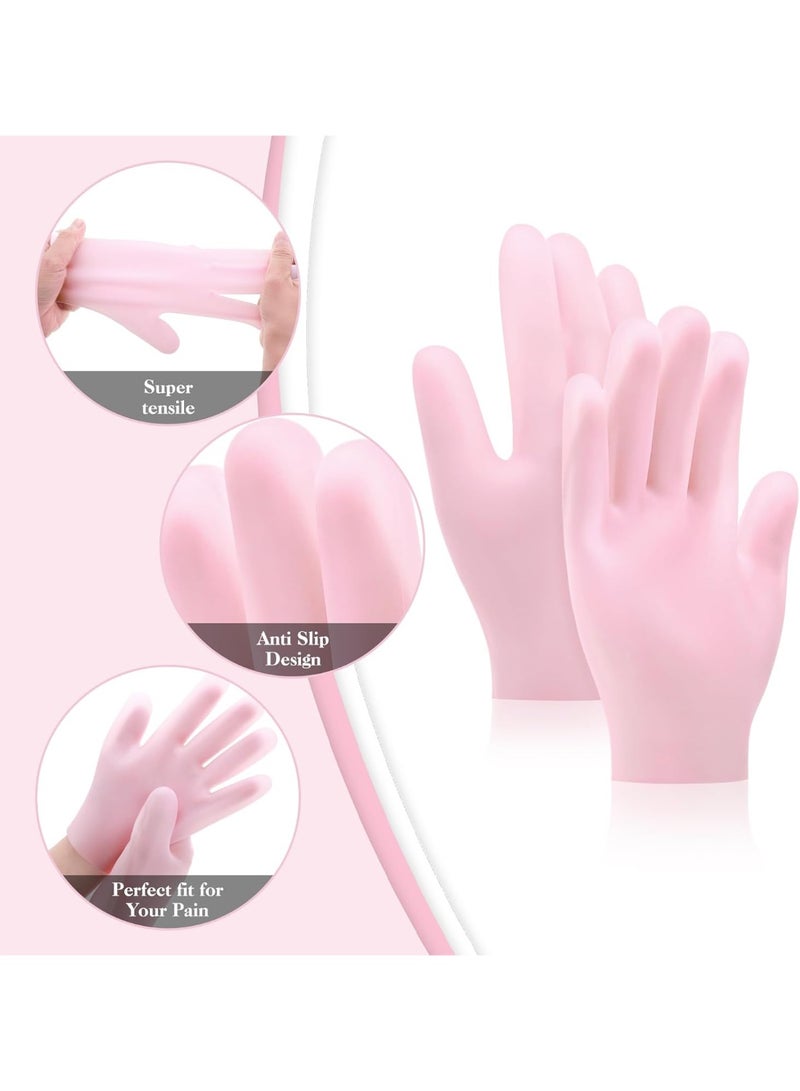 2 Pairs Silicone Moisturizing Gloves Spa Gel Hydrating Gloves Women's Hand Care Gloves, Anti Slip Aloe Lotion Gloves for Repairing Dry Hand, Calluses, Cracked Heels and Softening Rough Skin - Image 5