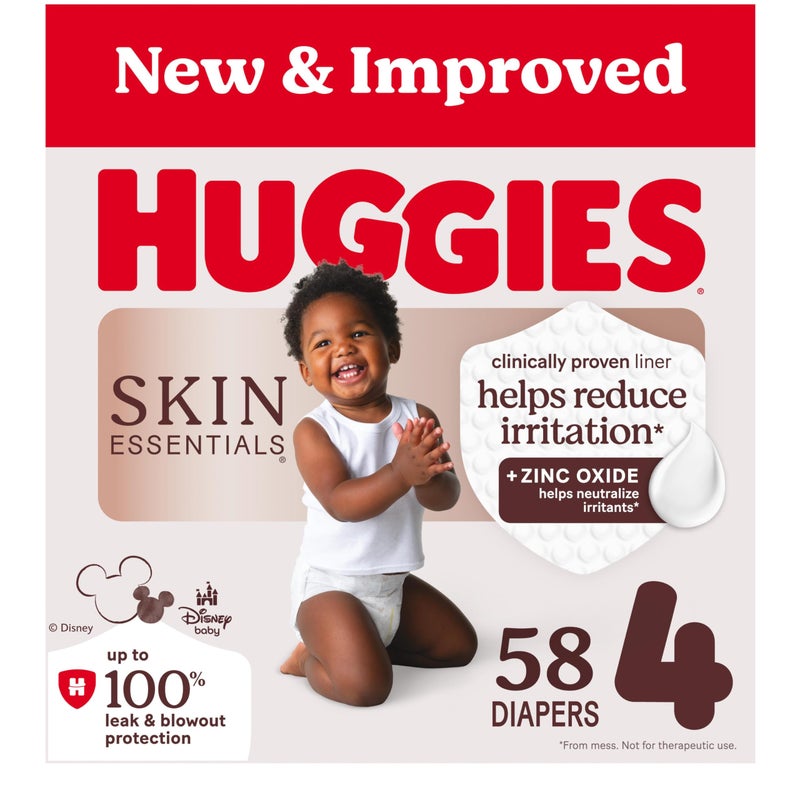 Huggies Size 4 Diapers Skin Essentials Baby Diapers Size 4 2237 lbs 58 Count Packaging May Vary - Image 2