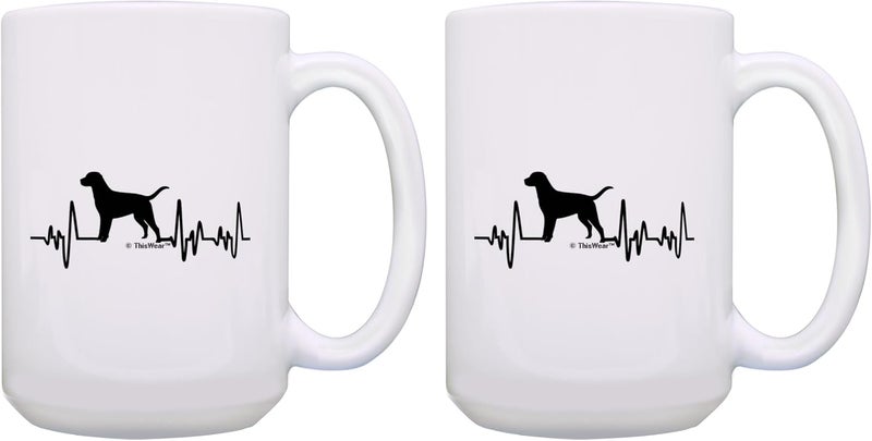 ThisWear Gifts For Dog Lovers Men Labrador Retriever Heart Beat 2 Pack 15oz Ceramic Coffee Mug Set - Image 1