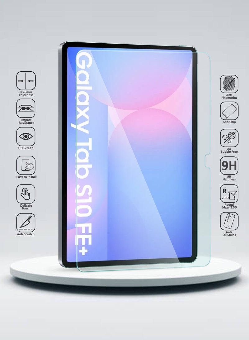 دبليو تيك سامسونج جالاكسي تاب S10 FE Plus 13.1 5G 2025 (13.1 بوصة) واقي شاشة زجاجي مقوى بغطاء كامل من سلسلة WTech Premium Series - شفاف - Image 2