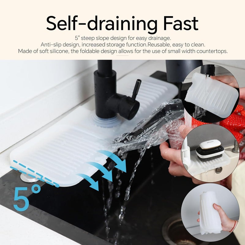 UNIQUE CART Transparent Color Kitchen Faucet Splash Guard 3 in 1 Splash Guard with 5 Ramp Protects Sinks from Splashing Ideal for Kitchens Bathrooms - Image 5
