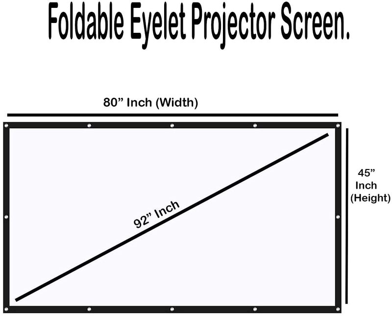 SAVSOL 2023 Upgraded 92 inch Projector Screen,4K HD Portable Video Screen Foldable Anti-Crease Indoor Outdoor Screen for Home, Office, Classroom (80" Inch (W) x 45" Inch (H)) (Width 213.36 cm x 121.92 cm Height) - Image 1