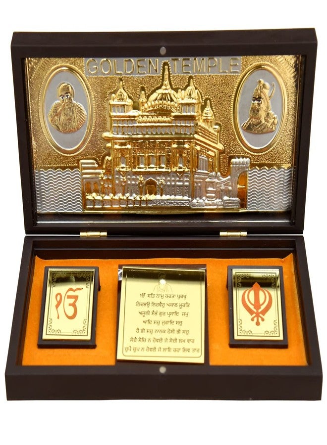 KUSHAL CREATION 24K Gold Plated Photo Frame with Charan Paduka (Square),(Rectangle), Return Gifts for Home Puja, Frame for Office (YELLOW) - Image 1