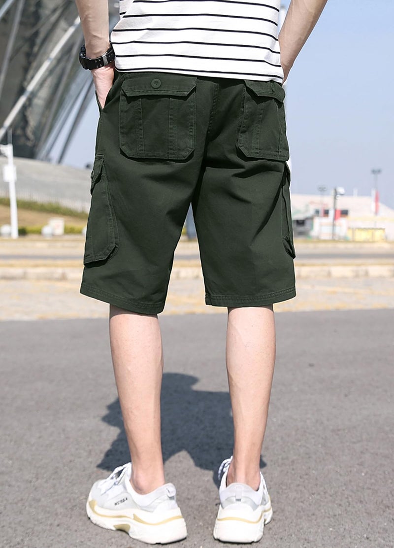 Basoteeuo Mens Cargo Shorts Casual Lightweight with Multi Pockets Summer Outdoor Shorts Army Green Size 34 - Image 5