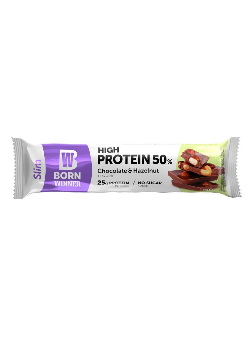 BORN WINNER Slim With Chocolate And Hazelnut Protein Bar 50g - Image 1